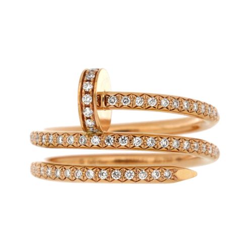 Juste un Clou Paved Double Ring 18K Rose Gold and Diamonds Small