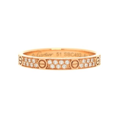 Love Wedding Band Pave Diamonds Ring 18K Rose Gold and Diamonds Small