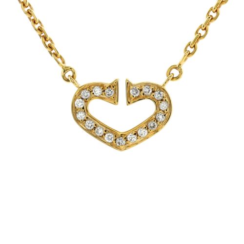 C Heart de Cartier Pendant Necklace 18K Yellow Gold with Pave Diamonds