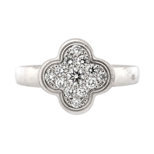 Pure Alhambra Ring 18K White Gold and Diamonds Mini