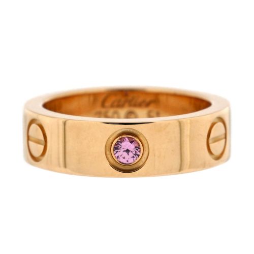 Love Band 1 Sapphire Ring 18K Rose Gold with Pink Sapphire