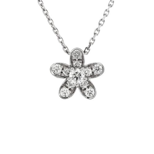 Socrate Flower Pendant Necklace 18K White Gold and Diamonds