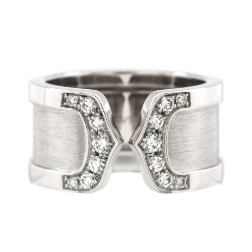 C de Cartier Ring 18K White Gold with Diamonds 10mm