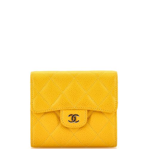 CC Compact Classic Flap Wallet Quilted Caviar