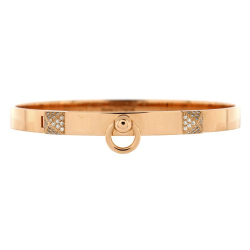 Collier de Chien Bracelet 18K Rose Gold with Pave Diamond Studs PM