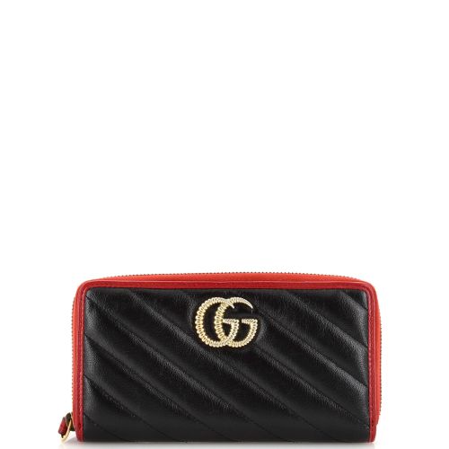 GG Marmont Zip Around Wallet Diagonal Quilted Leather