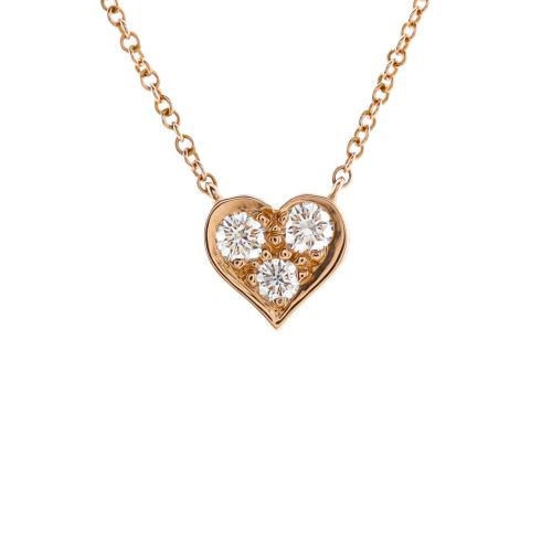 Sentimental Heart 3 Diamond Pendant Necklace 18K Rose Gold with Diamonds