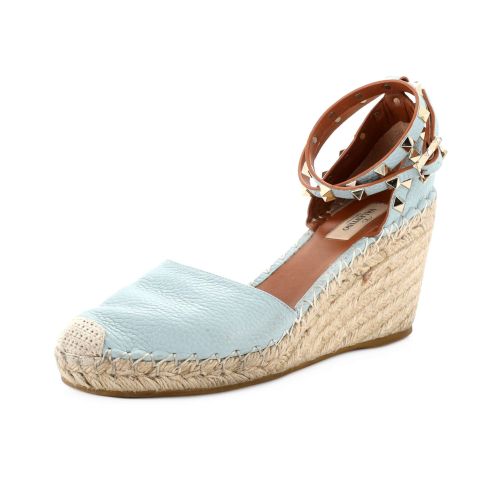 Women's Rockstud Wedge Espadrilles Leather