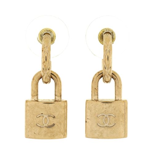 CC Padlock Hoop Earrings Metal