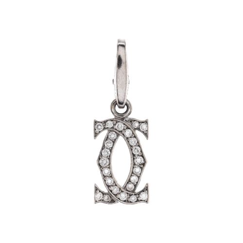 Double C Charm Pendant Pendant & Charms 18K White Gold with Diamonds