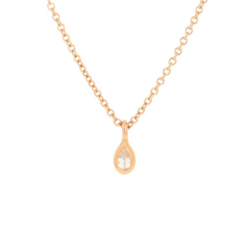 Elsa Peretti Diamonds By The Yard Pendant Necklace 18K Rose Gold with Pear-Shaped Diamond .07CT