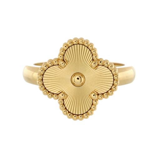 Vintage Alhambra Ring Guilloche 18K Yellow Gold