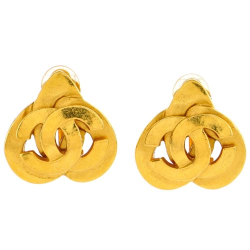 Vintage CC Heart Clip-On Earrings Metal