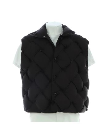 Men's Button Up Puffer Vest Intrecciato Padded Polyamide