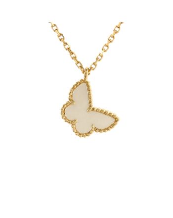 Sweet Alhambra Butterfly Pendant Necklace 18K Yellow Gold and Mother of Pearl