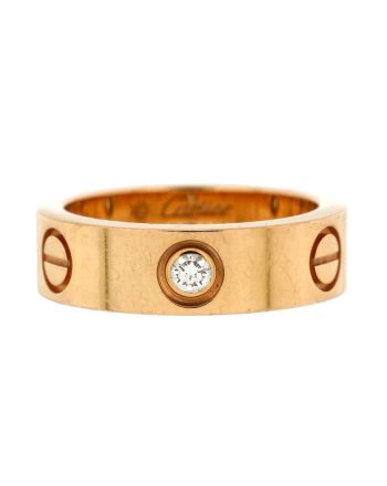 Love 3 Diamonds Band Ring 18K Rose Gold with Diamonds