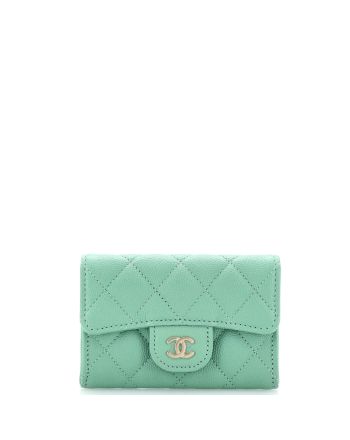 Classic Flap Card Case Quilted Caviar