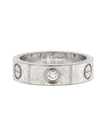 Love 3 Diamonds Band Ring 18K White Gold with Diamond