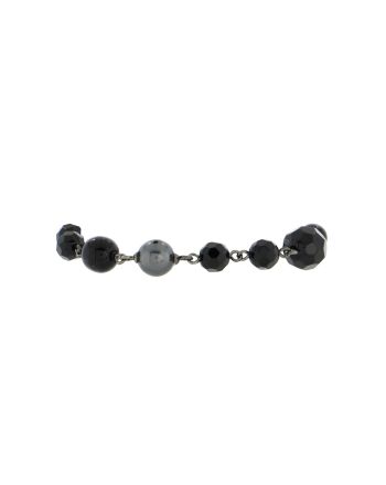 CC Chain Bracelet Ruthenium with Resin and Faux Pearls