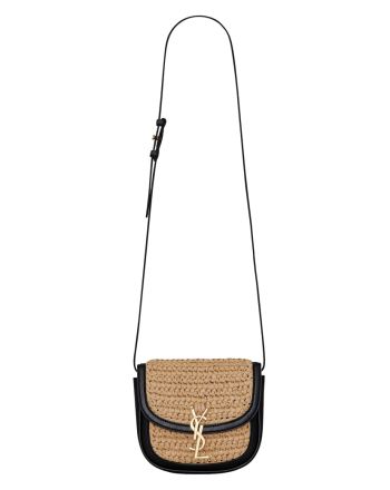 Saint Laurent Kaia Small Satchel In Raffia And Leather 6197401 Apricot