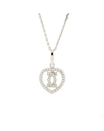 2C Heart Necklace 18K White Gold with Diamonds