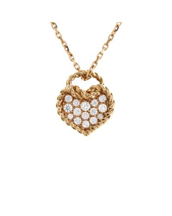 Torta Heart Pendant Necklace 18K Rose Gold with Pave Diamonds