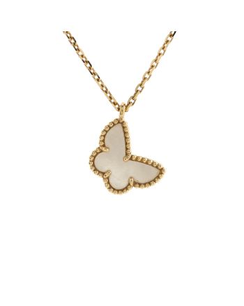 Sweet Alhambra Butterfly Pendant Necklace 18K Yellow Gold and Mother of Pearl