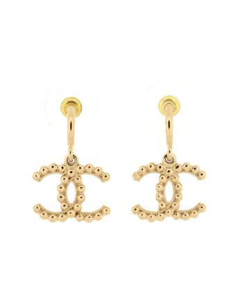 Studded CC Hoop Drop Earrings Metal