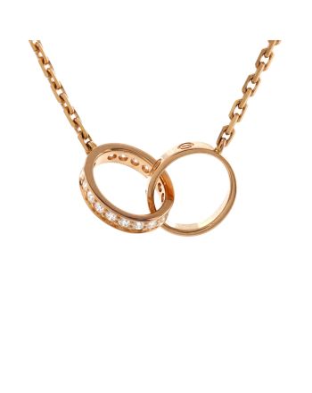 Love Interlocking Necklace 18K Rose Gold with Diamonds