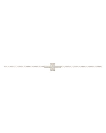 T Double Chain Bracelet 18K White Gold and Diamonds Small