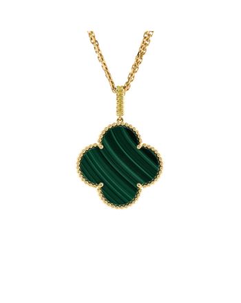 Magic Alhambra Pendant Necklace 18K Yellow Gold and Malachite