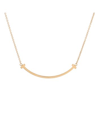 T Smile Pendant Necklace 18K Rose Gold Small