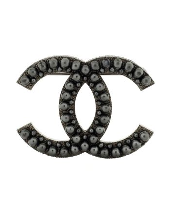 CC Brooch Metal with Faux Pearls