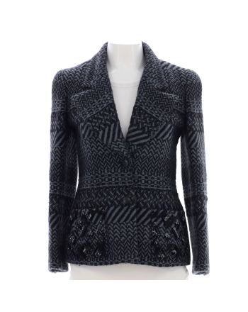 Women's Blazer Printed Wool with Sequin Embellished Detail